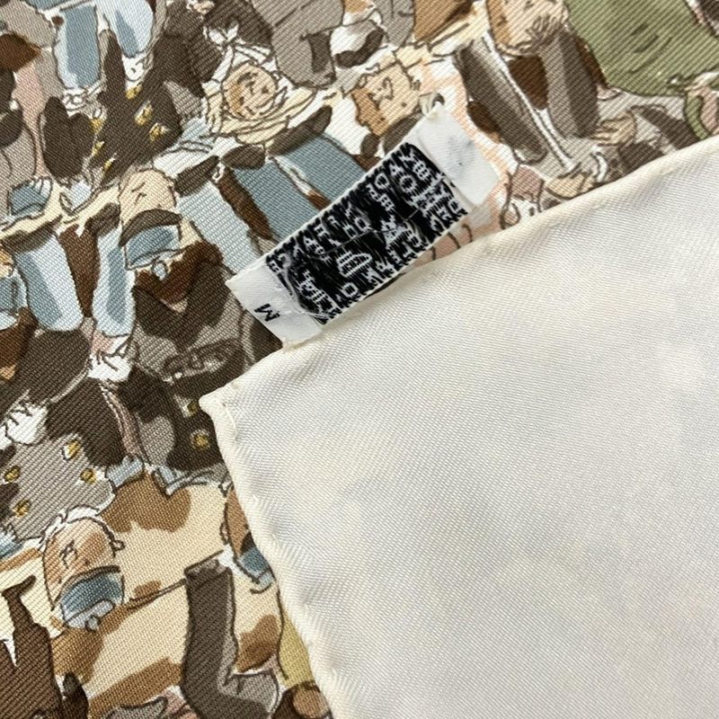Hermes Scarf Carré 90 Ivory×dark Brown×multi Cirque Molier