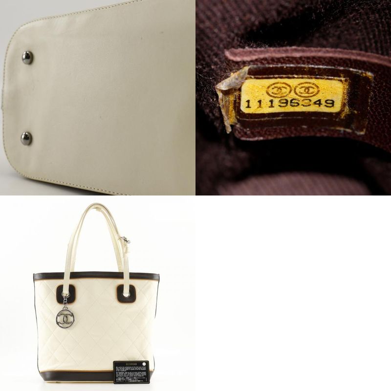 Chanel Matelasse Coco Charm Calf Ivory Women's Tote Bag