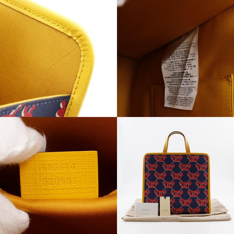 Gucci Snail Children Interlocking G Tote Bag 605614 PVC Navy Blue/red Ladies