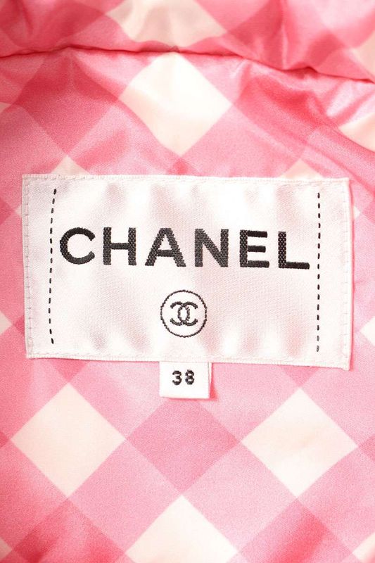 Chanel P74093v65695 Sequin Embellished Checked Silk Blouson Ladies 38
