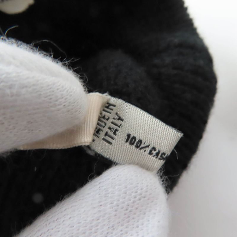 Hermes Margiela Period 100% Cashmere H Embroidered Knit Gloves Black SM Made In