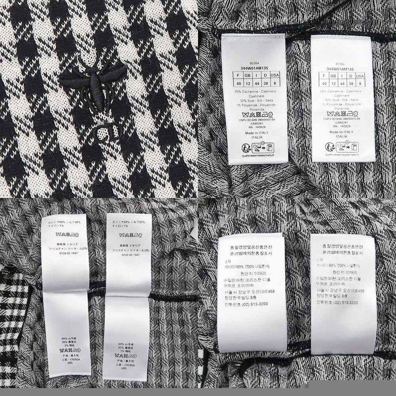 Dior Ensemble Knit Plaid Bi-40 BK WH 344w01am135 Women's Apparel