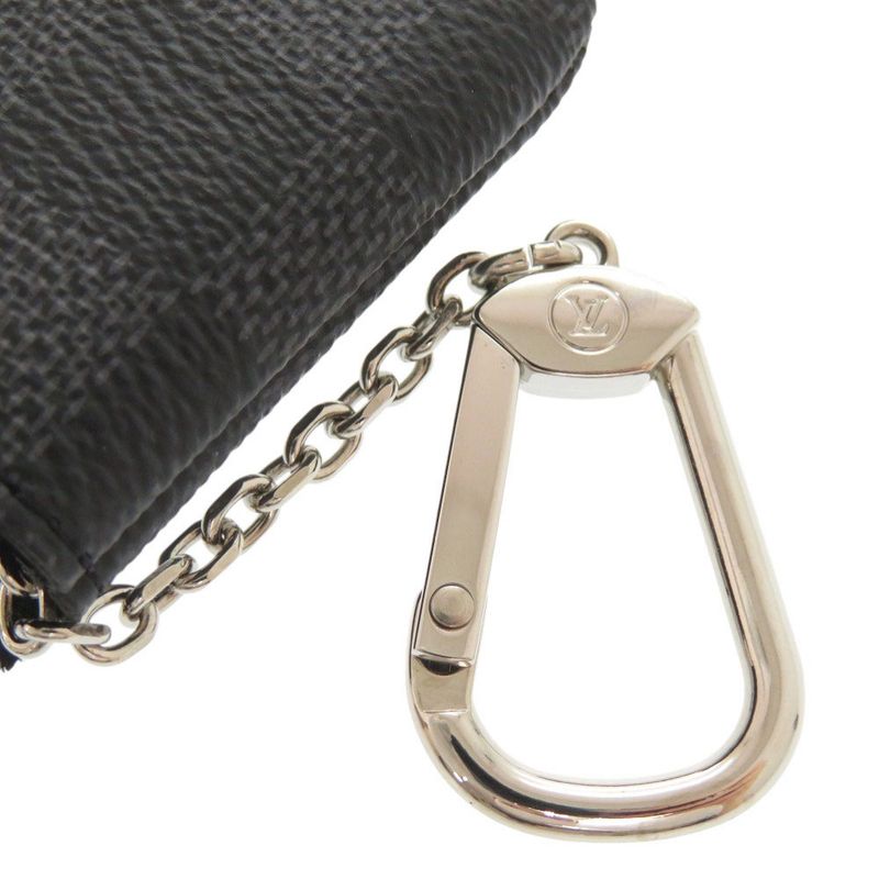 Louis Vuitton Pochette Cles Damier Graphite N60155 Black Coin Case LV 0390