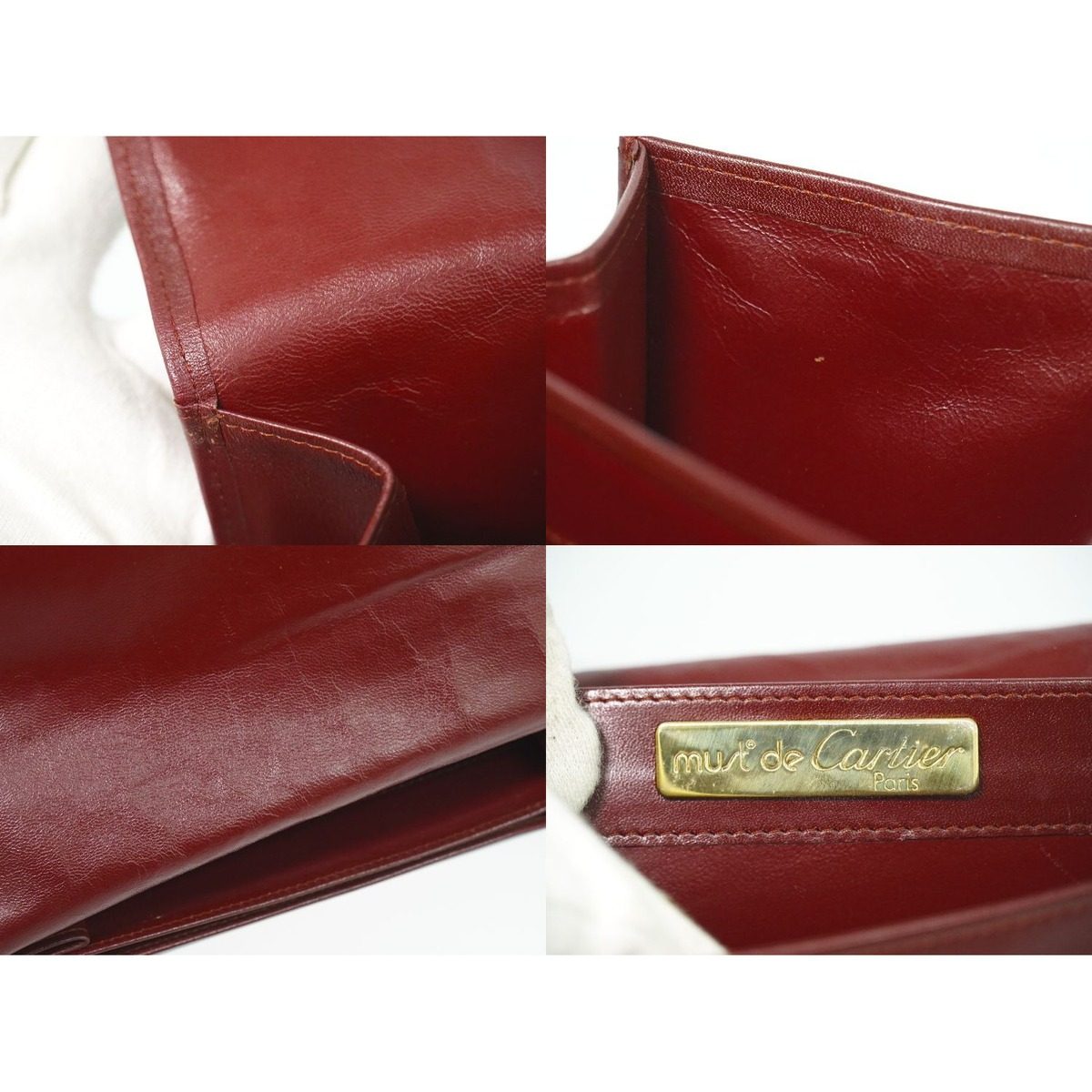 Cartier Must Line Shoulder Bag Pochette Leather Bordeaux — view 9