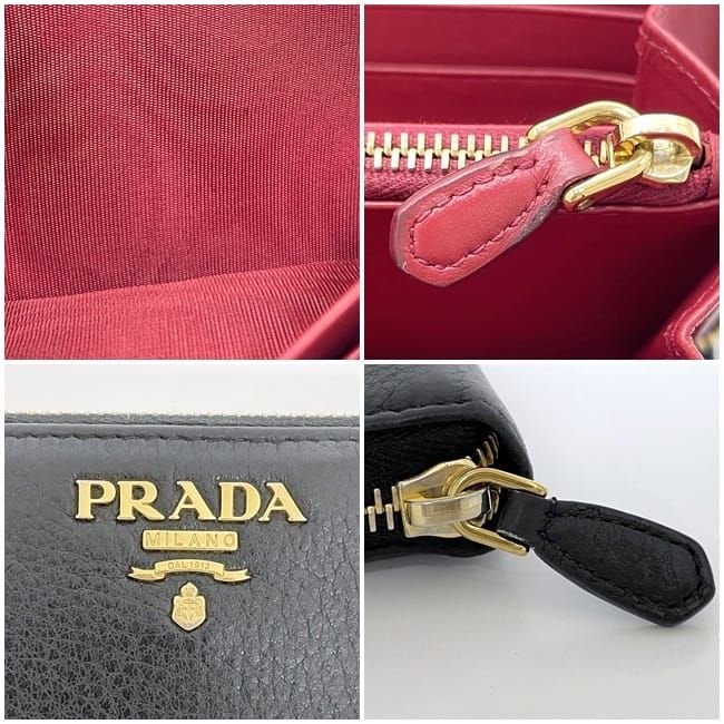 Prada Round Zipper Long Wallet Black NERO 1ml506 Wallet
