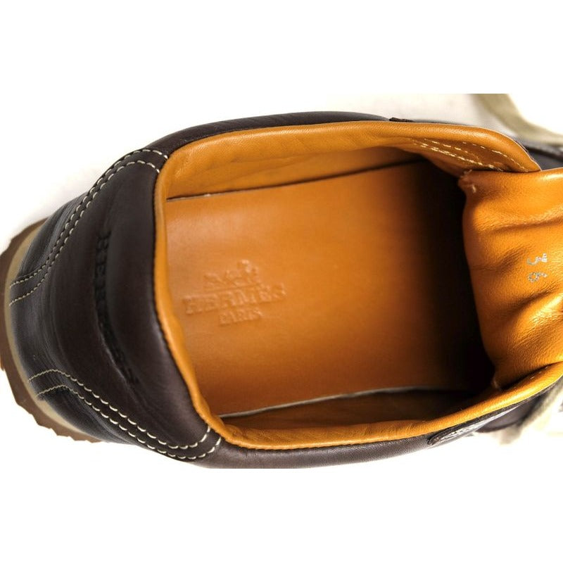 Hermes Shoes Sneakers Low Cut Women Leather Dark Brown Quick — view 8