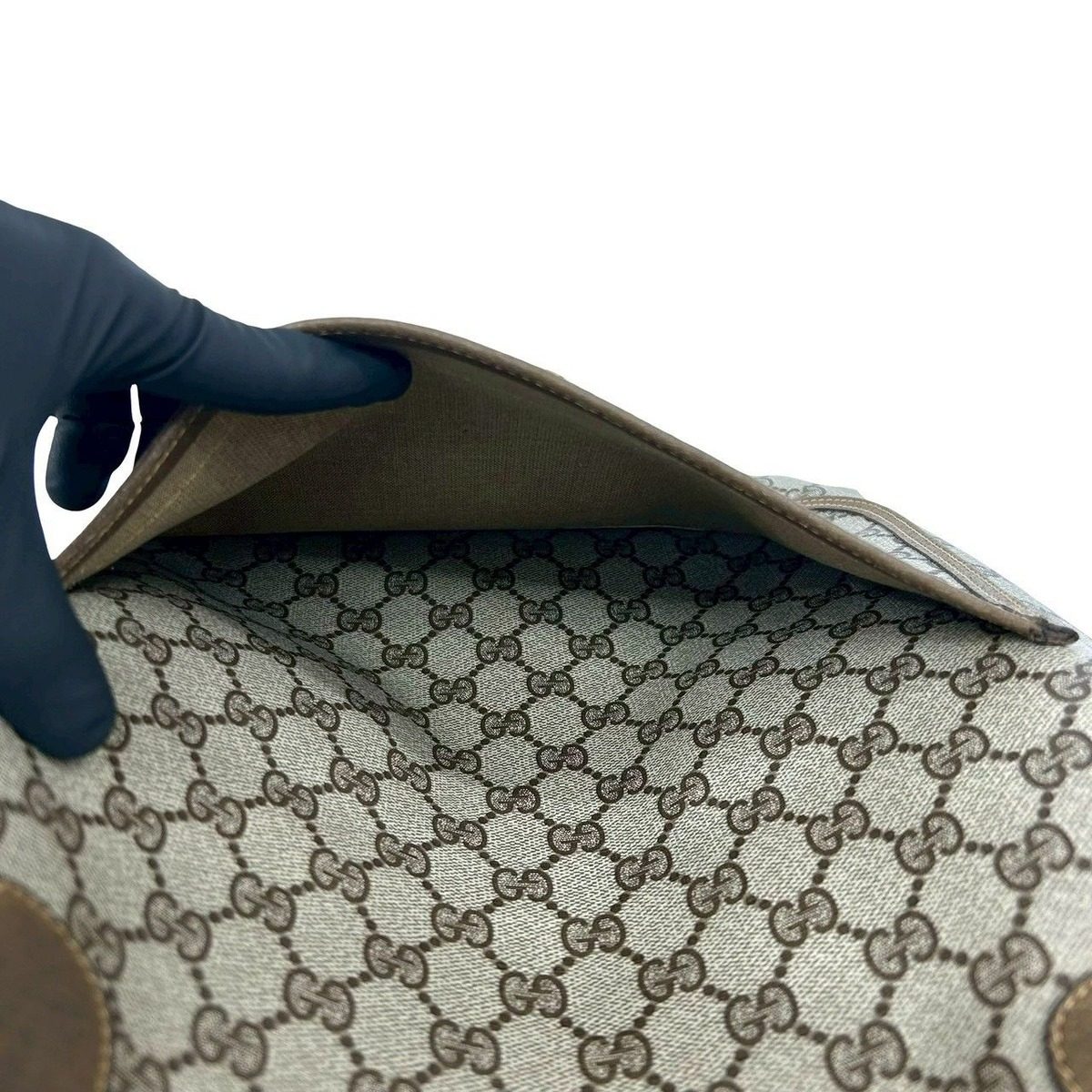 Gucci Vintage Sherry Line GG Logo Pattern Leather Tote Brown — view 10