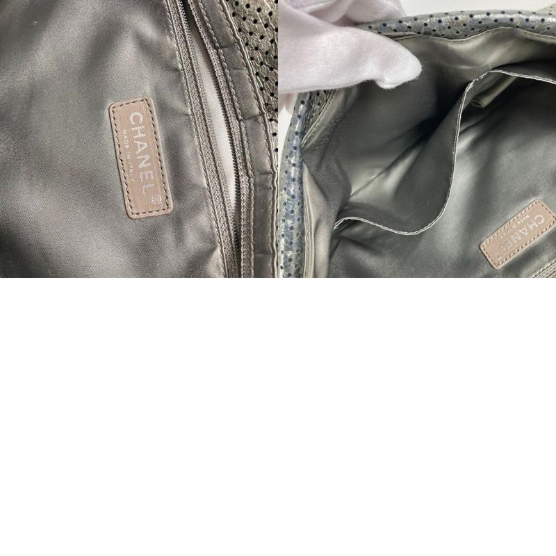 Chanel Shoulder Bag 255hardware Leather Metallic Grayish