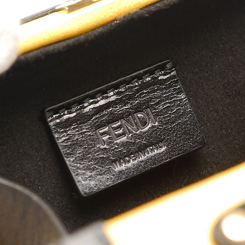 Fendi Romacharm Yellow Leather Key Holder Bag Charm 22SS Storage With Bag