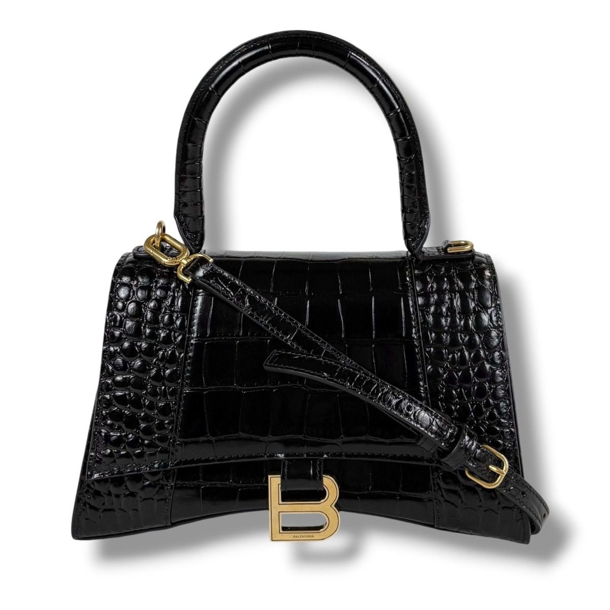 Balenciaga Hour Glass 2-Way Mini Shoulder Bag Black Gold Leather — view 13