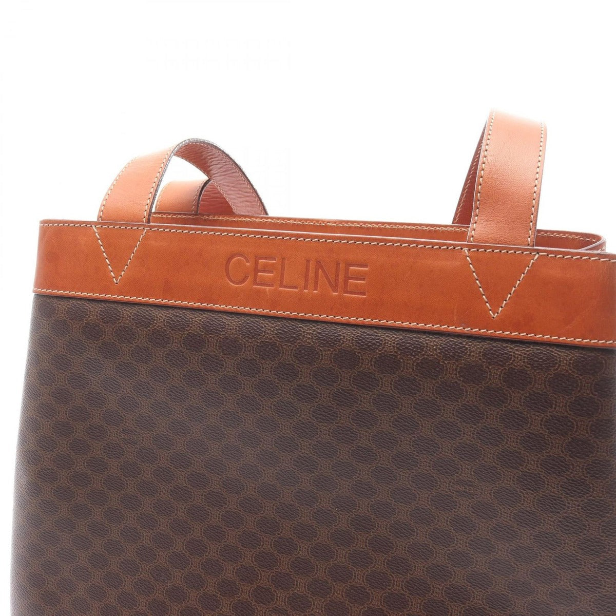Celine Tote Macadam Dark Brown Canvas Leather — view 14
