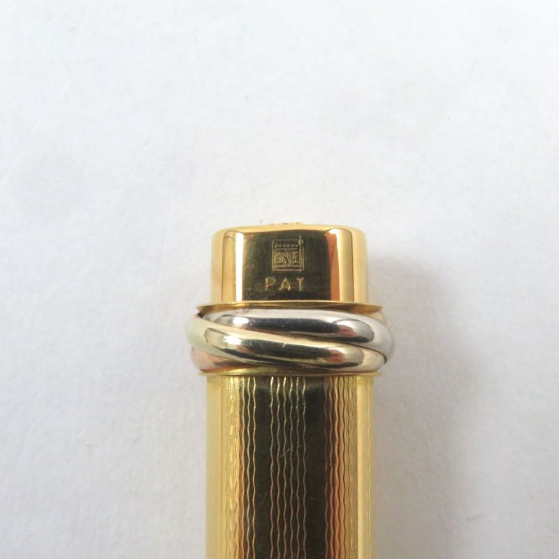 Cartier Vintage Trinity Allover Cap Ballpoint Pen Gold Made In