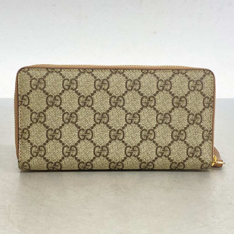 Gucci Long Wallet GG Nylon 456117 PVC Leather Pink Brown Chien Pan Gold