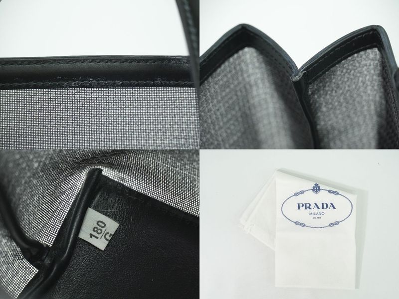 Authentic Prada Sequined Mesh Tote Handbag Black Bag Pre-owned [follow-up