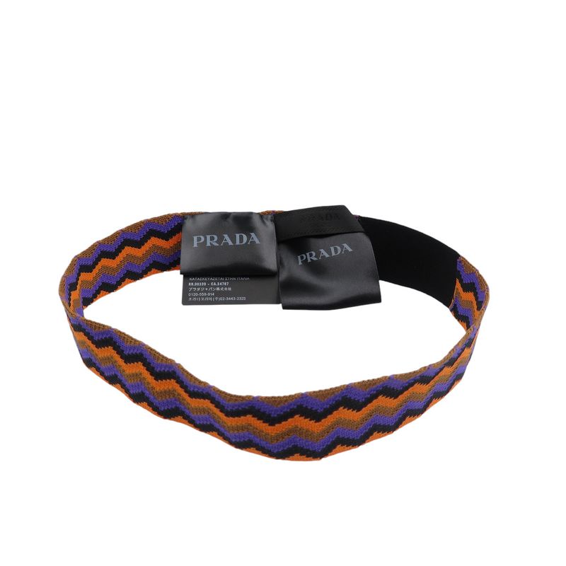 Prada Cotton Orange Blue Multicolor 2-piece Hair Turban Set 0802 Prada
