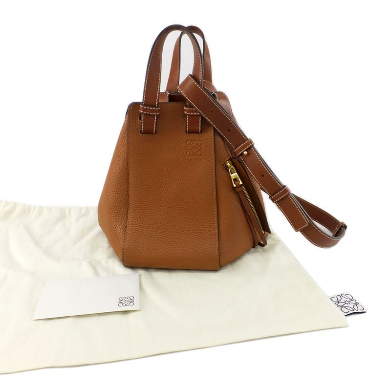 Loewe Hammock Small Handbag Shoulder - 2WAY Leather Brown Gold