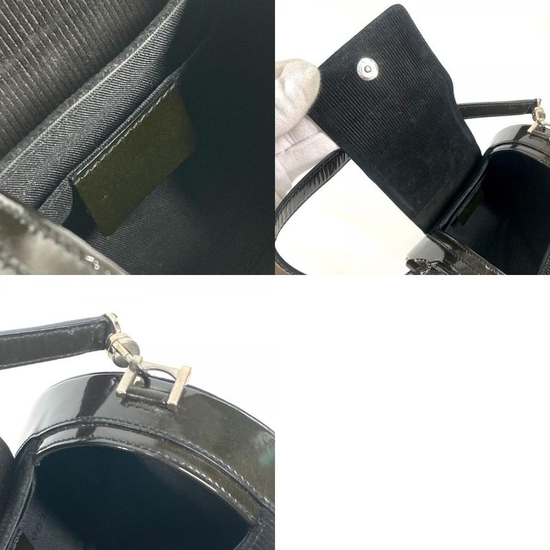 Bvlgari Bulgari Handbag Logomania Drum Tube Shape Suede Black