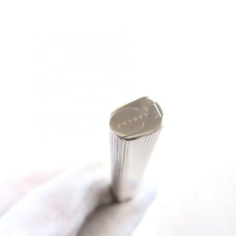 Cartier Vintage Trinity Striped Cap Ballpoint Pen Metal Silver With Box And