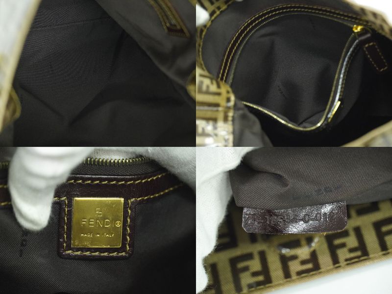 Authentic Fendi Zucchino Shoulder Bag Vinyl Beige Zucchino Bag Pre-owned