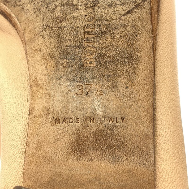 Bottega Veneta Almond Leather Flat Shoes Beige 37 1 2