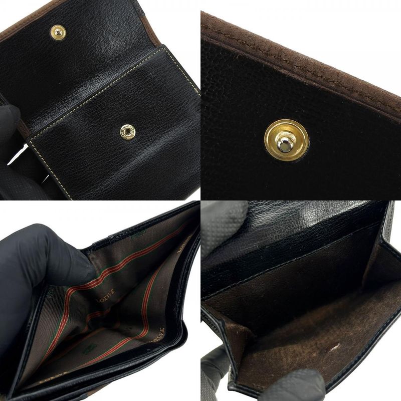Loewe Bifold Wallet Velasquez Leather Black Brown Gold Hardware Everyday Use