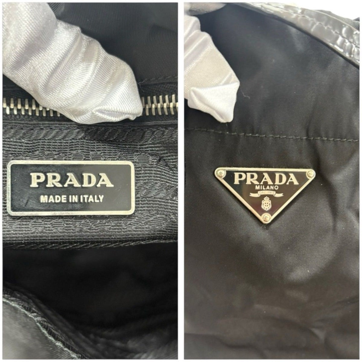 Prada Triangle Logo Tessuto Black Nylon Tote Shoulder Bag — view 8