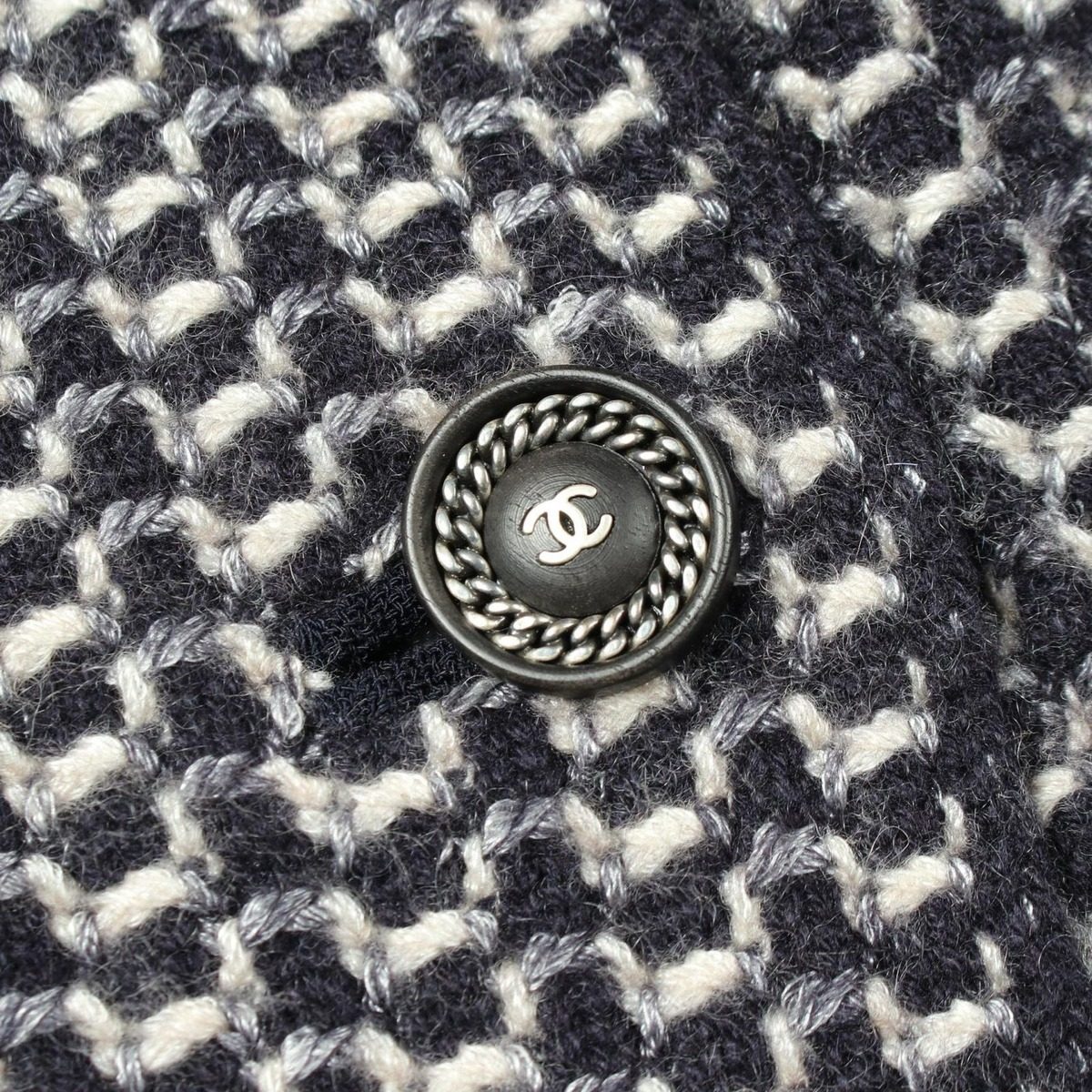 Chanel CC Logo Button Double Breasted Knit Cashmere Silk Jacket — view 8