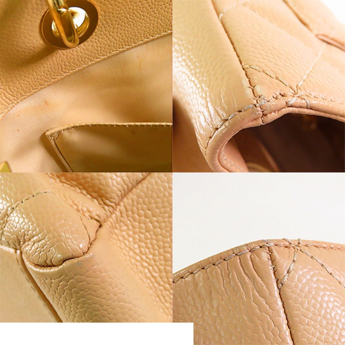 Chanel Grand Shopping Tote GST Beige Gold Caviar Leather Shoulder Bag — view 8
