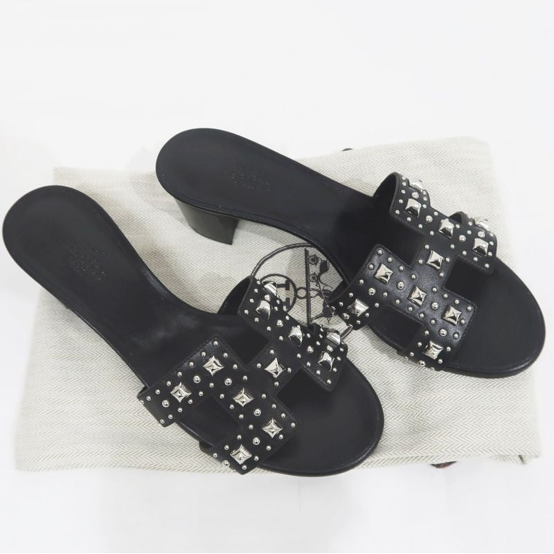 Hermes Oasis Studded Sandals Size 36 Black Apparel Shoes — view 10