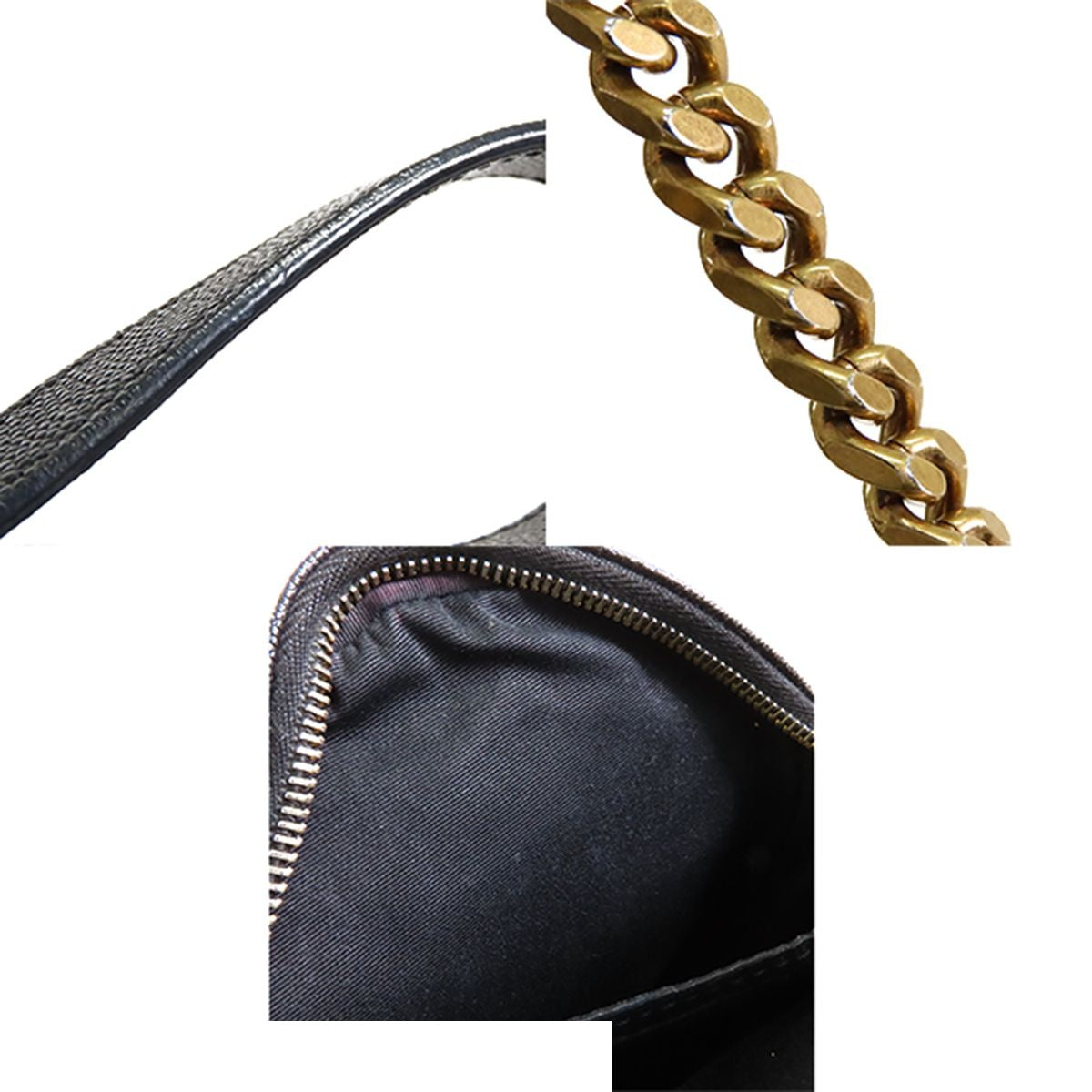Saint Laurent Vinyl Chain Shoulder Bag Black Leather Cassandra Logo — view 8