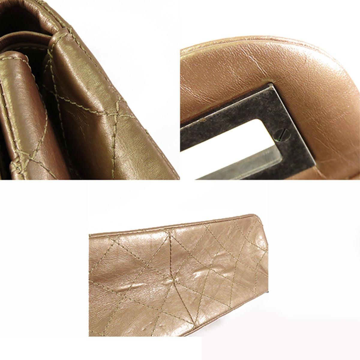 Chanel Chain Double Flap Gold Silver Leather Quilted Stitch Shoulder Bag — view 8
