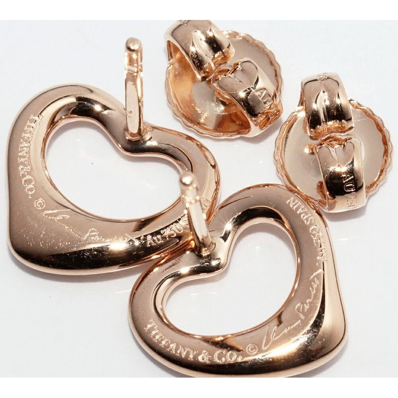 Tiffany & Co Earrings 18K Pink Gold Elsa Peretti Open Heart 11 mm — view 4