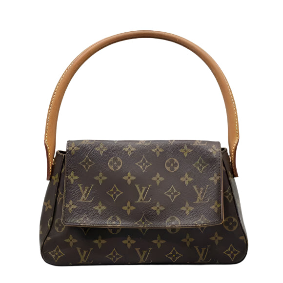 Louis Vuitton Mini Looping Monogram Tote Shoulder Hand Bag Y2K Brown