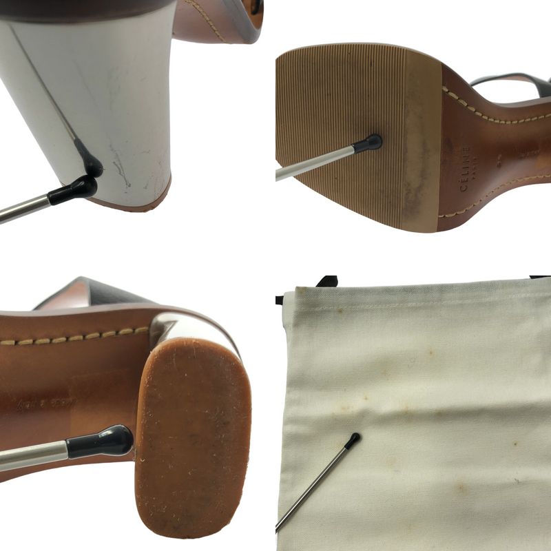 Celine - Phoebe Banban Metal Heel Sandals - 36 - Black Brown - Women's