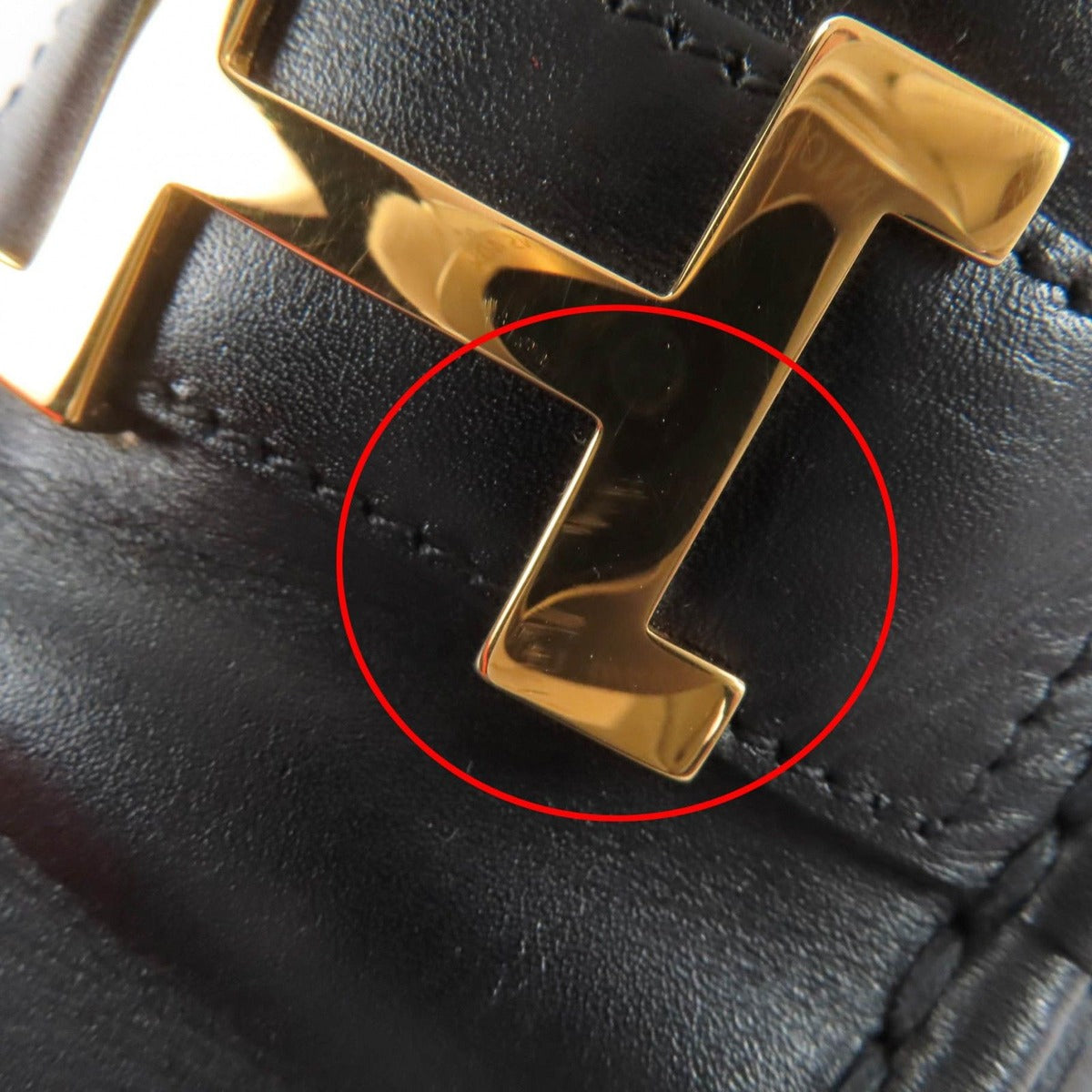 Hermes Vintage Constance Gold Hhardware Leather Loafers Black 37 — view 12