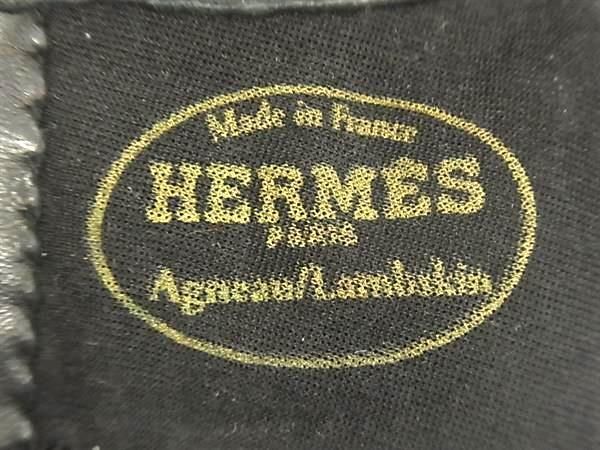 Hermes Lambskin Gloves Gloves Size 7 Women's Black Fb0794