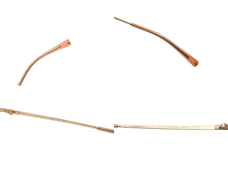 Chanel CC Logo Rimless Sunglasses Orange Gold Eyewear — view 8