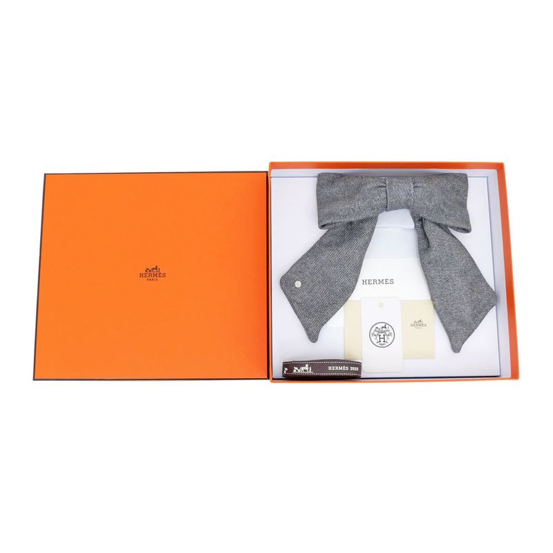 Hermes Valletta Karma Twill Noir Black Gray Silver Hardware Hair
