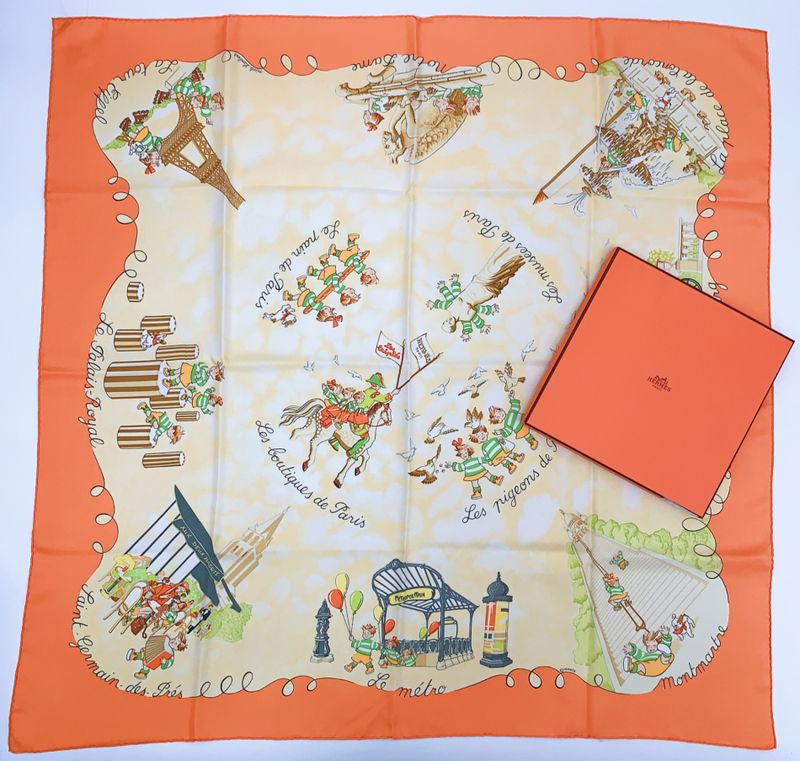 Hermes Carre 90 Silk Scarf Les Triples De Paris With Box
