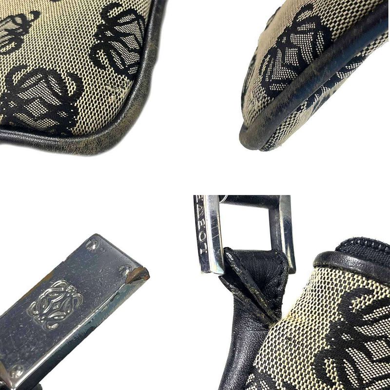 Loewe Anagram Canvas Shoulder Bag Beige Black