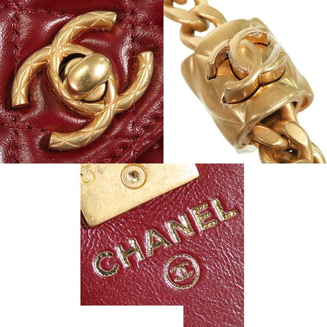 Chanel Chain Wallet Bordeaux Gold Lambskin Quilted Shoulder Bag — view 8