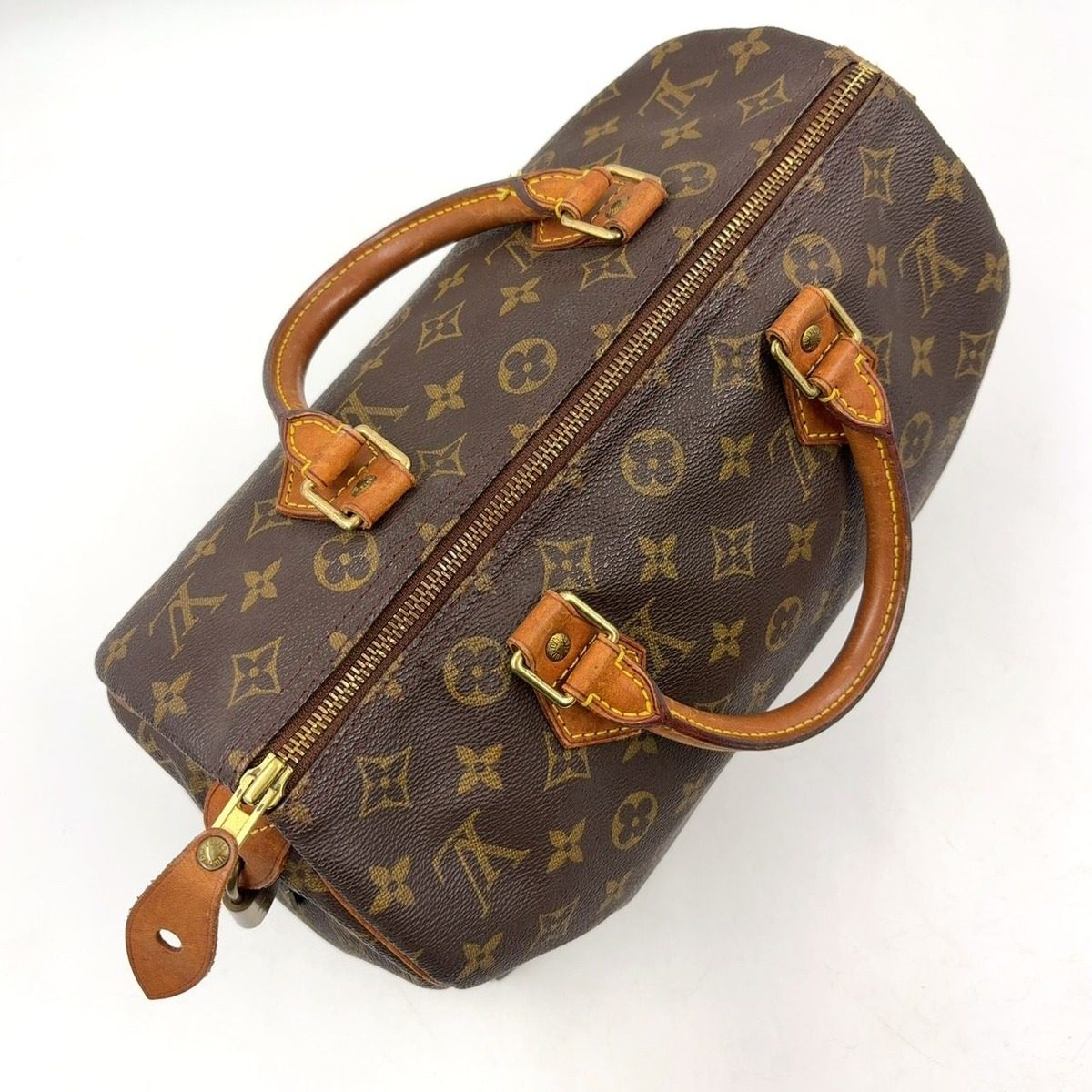 Louis Vuitton Speedy 30 Monogram Leather Brown Handbag Gold — view 15