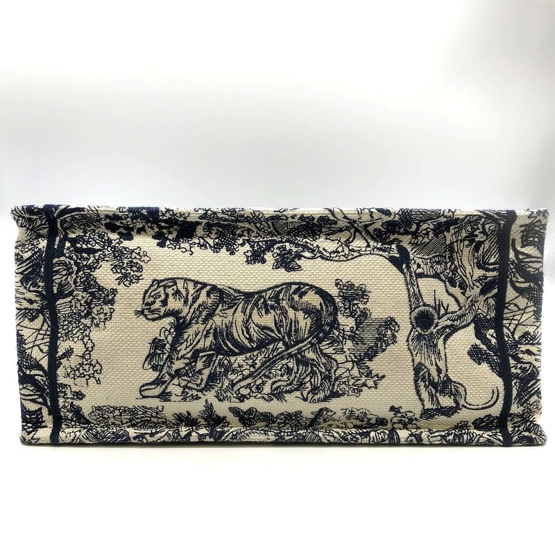 Christian DIOR Book Tote Medium Toile De Jouy Sauvage Tote Bag Navy Taiga -