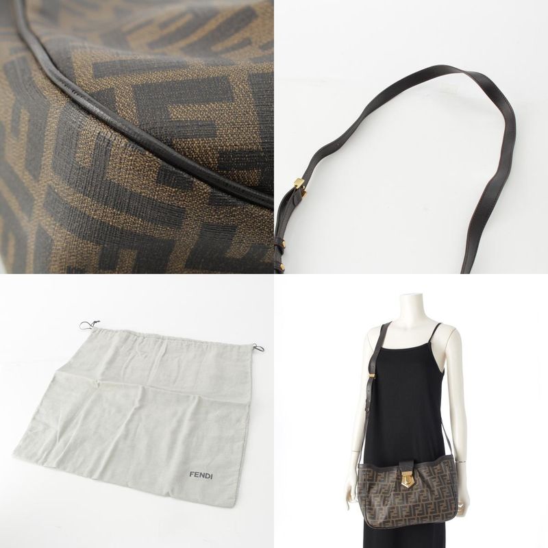 Fendi Zucca FF Logo Shoulder Bag 8bt209 Brown