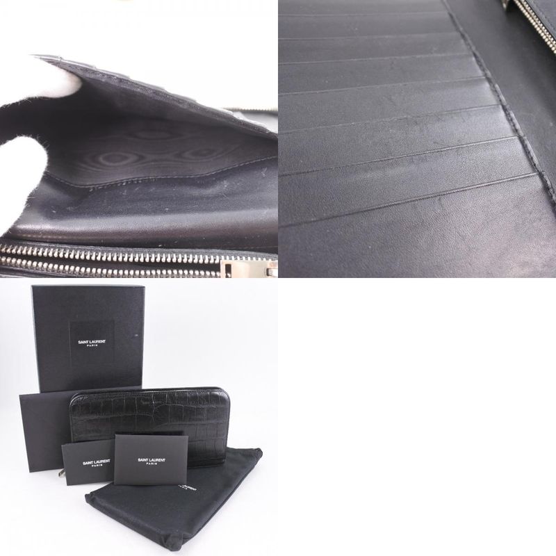 Saint Laurent Paris Round Zipper Shape Push 328558 Cs33e Calf Black Men's Long