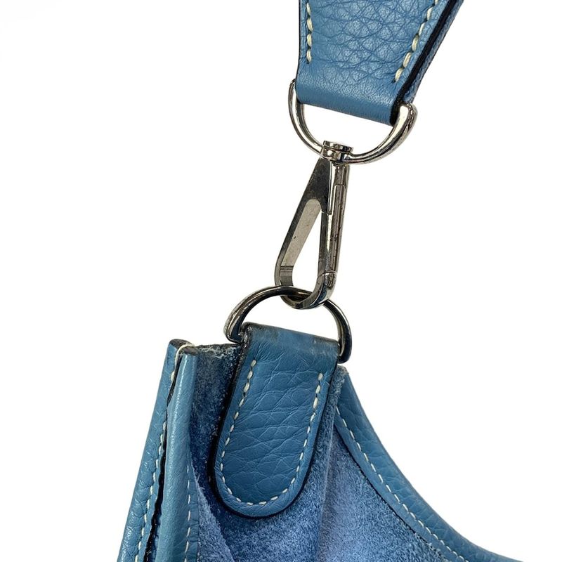 Hermes Shoulder Bag Evelyndu PM Blue Jean Silver Hardware