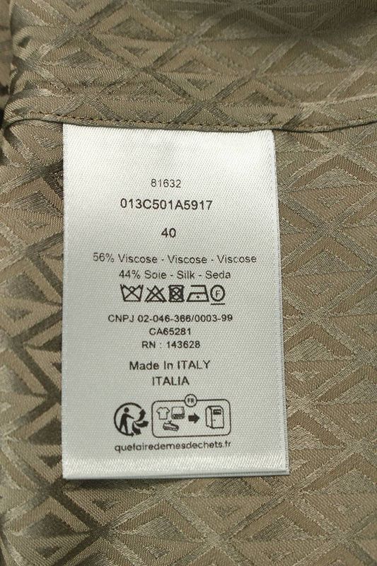 Dior 23AW 013c501a5917 CD Diamond Silk Blend Long Sleeve Shirt Men's 40