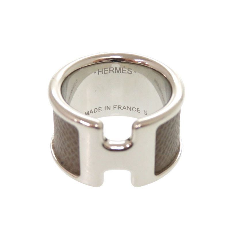 Hermes Olympe GM Vaux Epson Etoupe Silver Hardware Ring Size S Accessories 0373