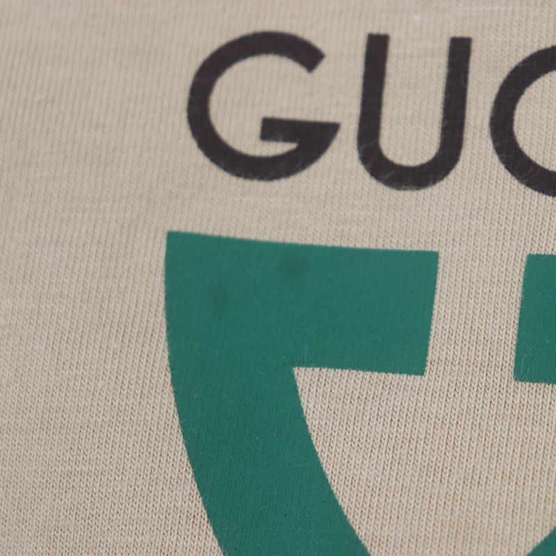 Gucci 771758 100% Cotton GG Logo Print Crew Neck Short Sleeve Brown XS Made