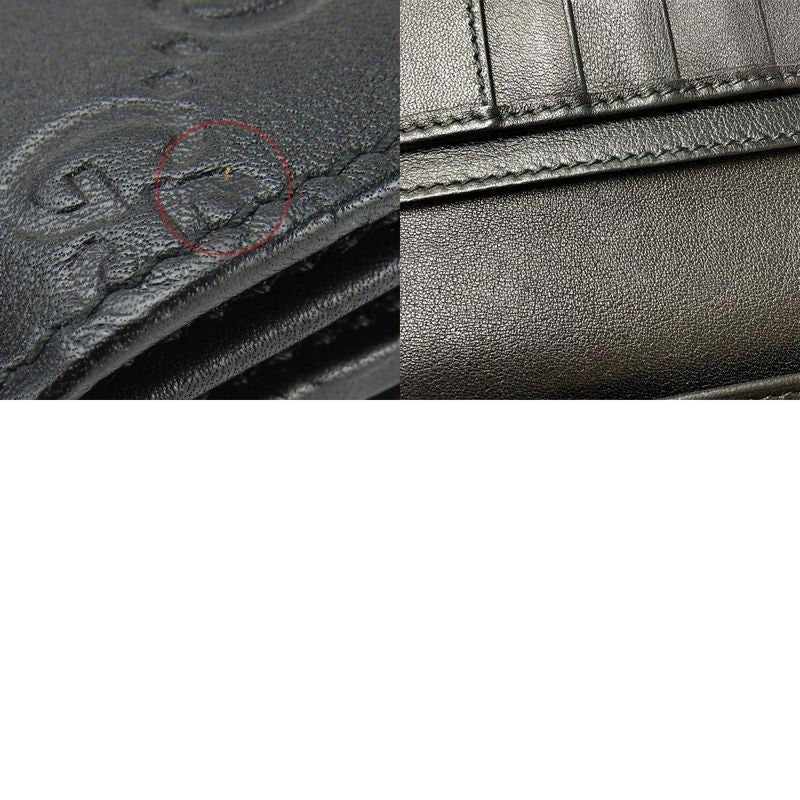 Gucci Long Wallet 244946 Guccissima Cima Leather Black Gold Hardware Everyday